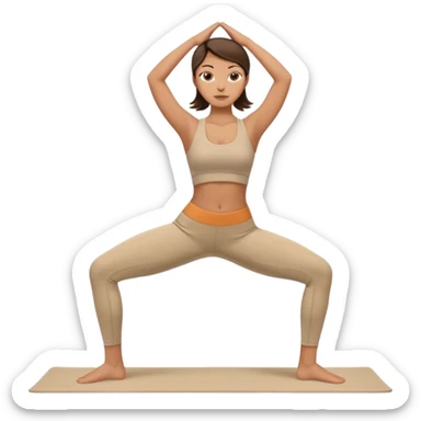 Brunette girl yoga in beige  sticker