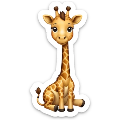 Cute giraffe with a bow sitting down sticker