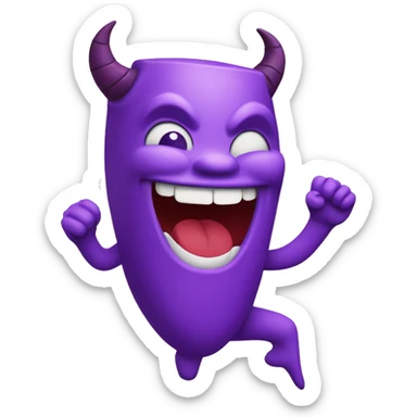 smiling purple devil face emoji holding up the letter c sticker