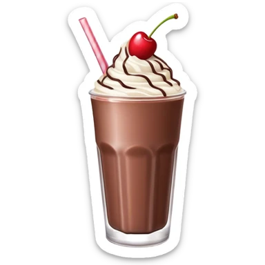Chocolate milkshake with a cherry on top sticker