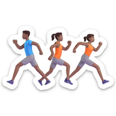 3 friends exercising together, one black person and two white people sticker