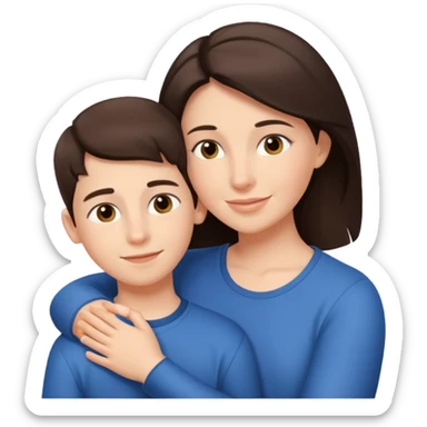 Matka brunetka se raduje se svým dvanáctiletým synem sticker