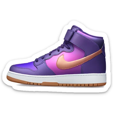Realistic pair of metallic dark purple to rose gold ombre Nike Sneakers facing front. sticker