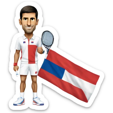 novak djokovic holding serbia flag sticker