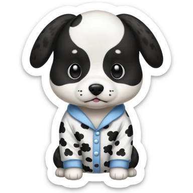 Black and white dog in mal pj's sticker