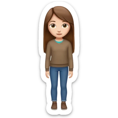 fille  brune en entier cheveux tres long et lisse sticker