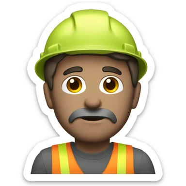Brown haired construction men with charcoal on the face sticker