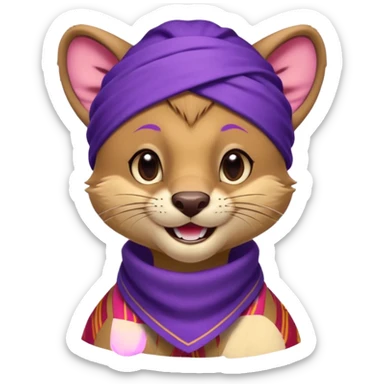 Fossa animal wearing a purple bandana on his forehead from league of legends laughing emoticon sticker