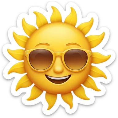 bright yellow sun with cool sunglasses and a cute smiling face sticker