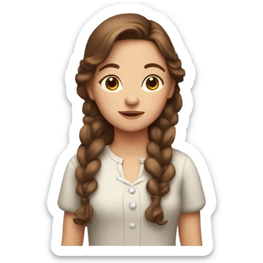 Brown haired girl with a bow in her hair sticker