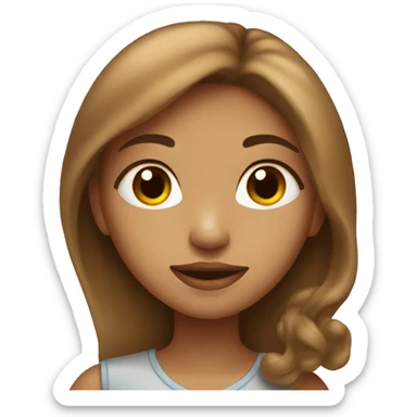 A light-skinned brown-haired girl sends a kiss sticker