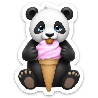 Panda eating ice cream sticker