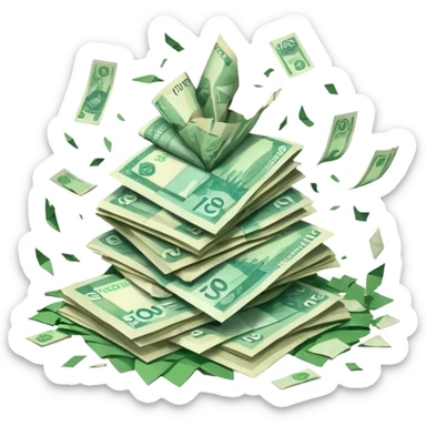 exploding stack of russian ruble notes sticker