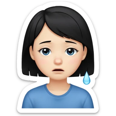 Girl with black hair and short hair  like boy hair who cry and very cute  sticker