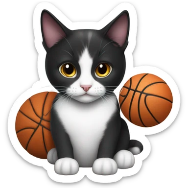 my cat bella purring on my lap black and white cat. dunking a basketball sticker