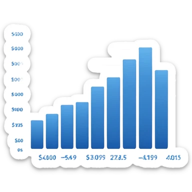 A sales graph with a scatter plot sticker