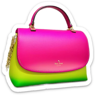Realistic hot pink to lime green ombre Kate Spade satchel purse without strap. sticker