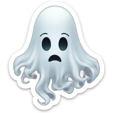 Ghost with long hair head twisted backwards sticker
