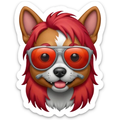 Zombie dog with red hair and sun glasses sticker