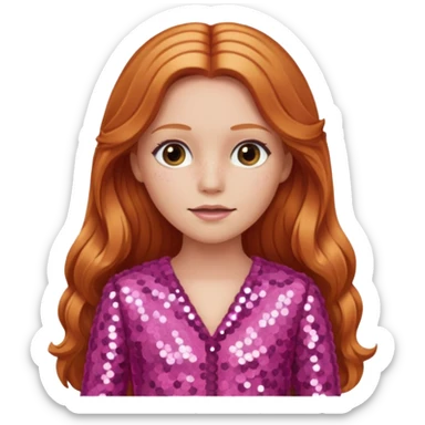 Carrie White from Carrie with long reddish blonde hair, pink sequin outfit  sticker