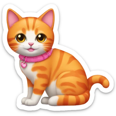 cute orange cat (pink accessories) sticker