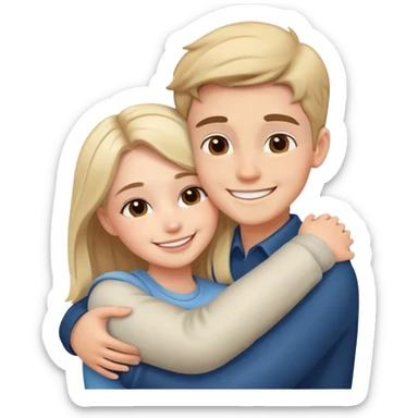 A girl and boy hugging sticker