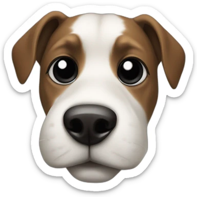 Dog small black button eyes And button nose. White with black tip small floppy ears sticker