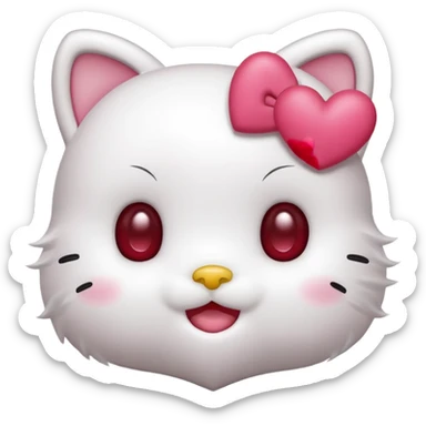 Połącz mi zwykłe hello kitty na białym tle, ale żeby ono wyglądało jak ta emotka: 🥰 sticker