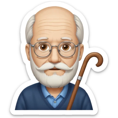 Anciano barba blanca larga bastón audifonos sordera lentes  sticker