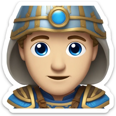 British white male with brown hair and blue eyes wearing a Mongolian warrior outfit sticker
