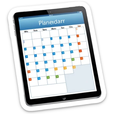 iOS 18 style emoji of an iPad displaying a digital planner, clean and modern, stylized screen showing a calendar or to-do list sticker