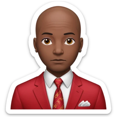 black man Bald with red necktie, red dress, heavy tattoos. sticker