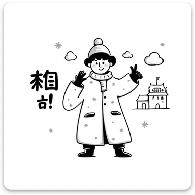 a rough expression northeastern Chinese person wearing heavy winter clothes, exaggerated pose, in a snowy northeast China background, with Chinese text '咋地！' sticker