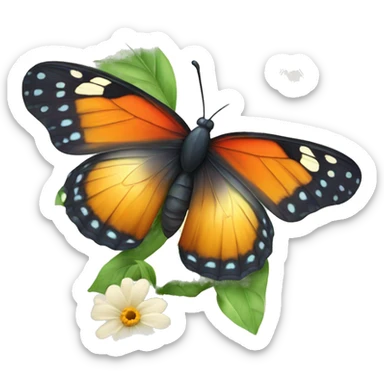A butterfly on a flower sticker