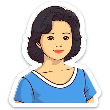 Teresa Teng legendary singer with classic 70s-80s style, chest up portrait sticker
