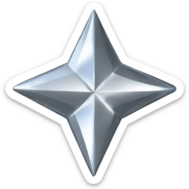 Silver chrome four-point star diamond texture  sticker