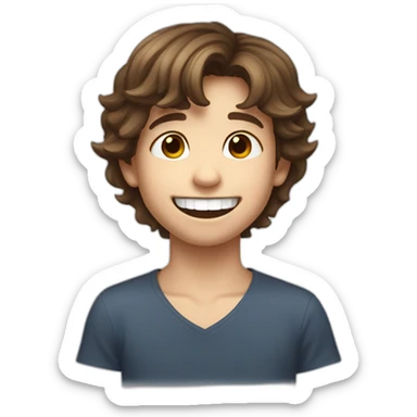 8 years old boy with brown hair and wide smile and loosing a tooth sticker