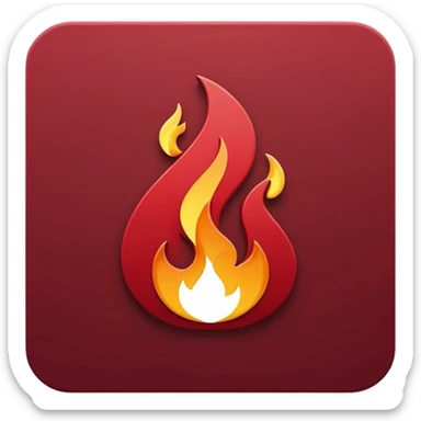 Stylized flame icon in dark red, smooth curved lines, flat vector style, no gradient, minimalist, transparent background, modern clean emoji design sticker