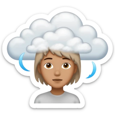 zoned out face with clouds floating around its head as if you are spaced out sticker