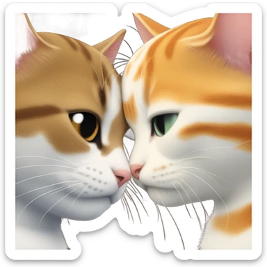 Tuxedo cat and orange tabby cat kissing sticker