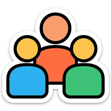 group of people, simple and clear color outline icon style, suitable for UI use sticker