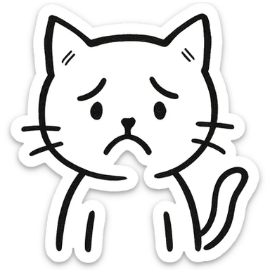 cat with a sad face sticker