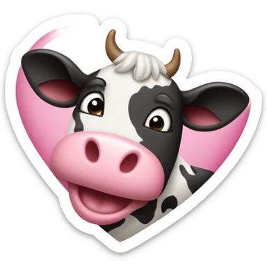 Cow print heart with pink ruffles laughing sticker