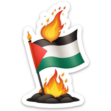 Palestine flag burning with stylized flames sticker