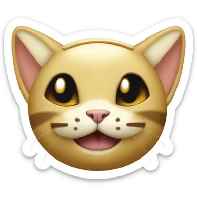 Meowth from Pokémon gold coin on front of head and black ears sticker