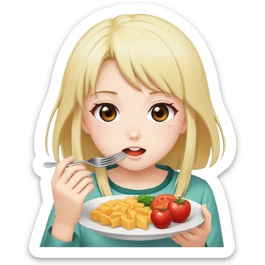 Anime girl eating food sticker