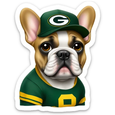 Fawn French bulldog Greenbay Packer fan  sticker