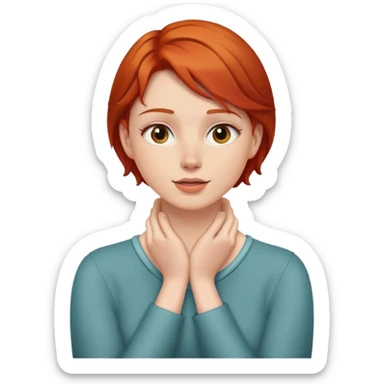 red head putting hands on neck  sticker