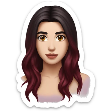 dua lipa with dark red long hair sticker