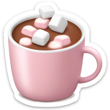 Light Pink mug of hot chocolate with marshmallows  sticker